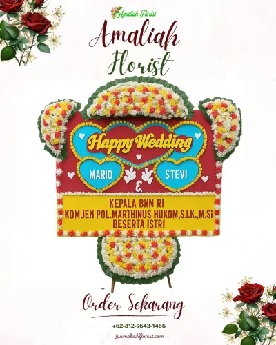 Karangan Papan Bunga Pernikahan di Gombong